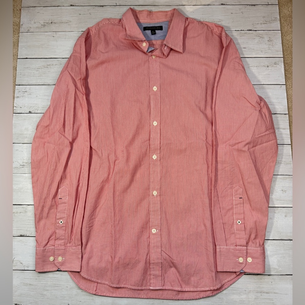 Banana Republic Slim Fit Red Stripe Dress Shirt XL Tailored Cotton